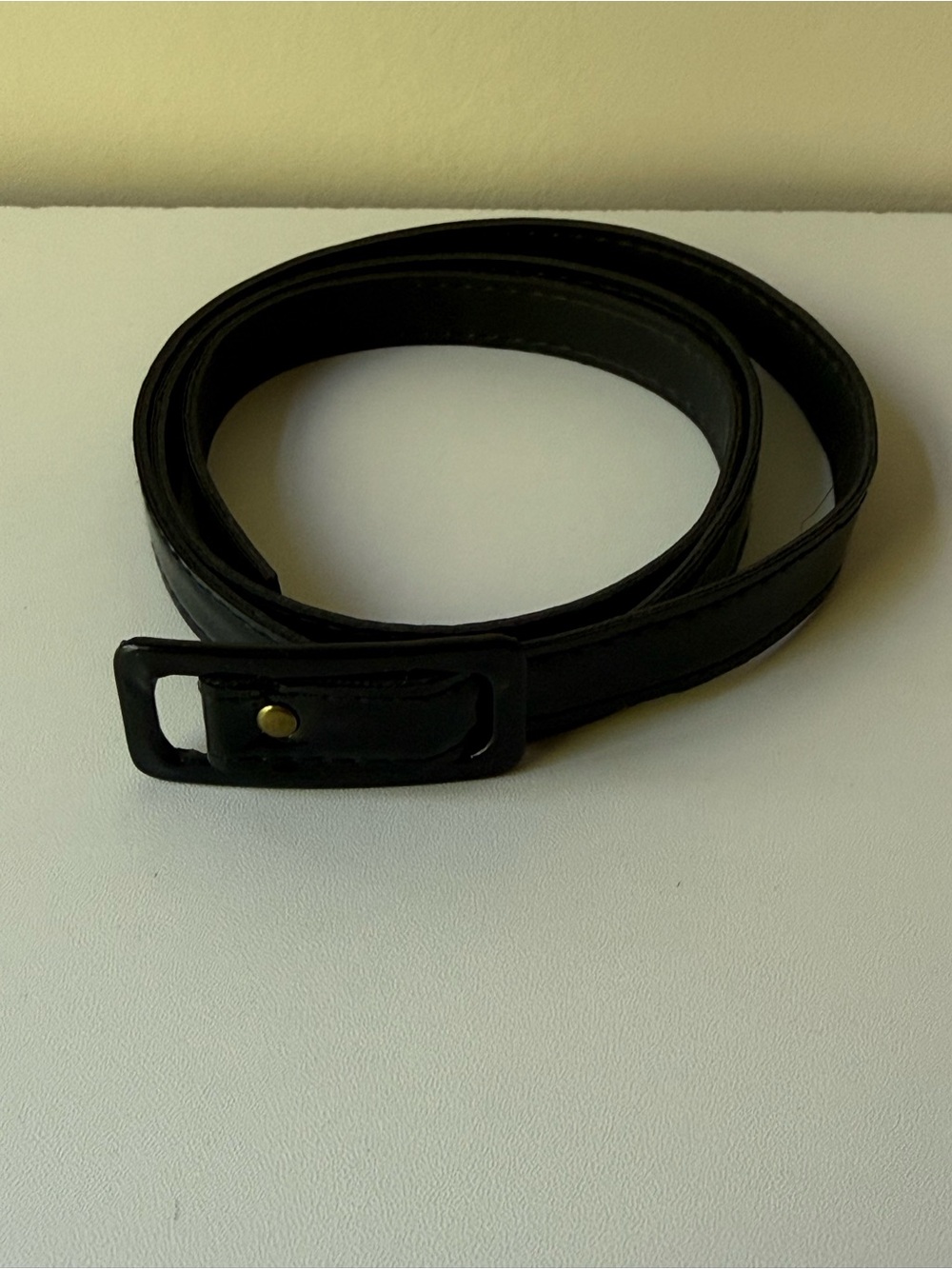 Women's Black Leather Belt with Minimal Buckle